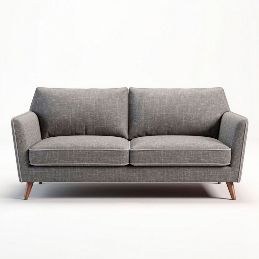 Modern gray fabric sofa with tapered wooden legs 180 x 85 x 80cm