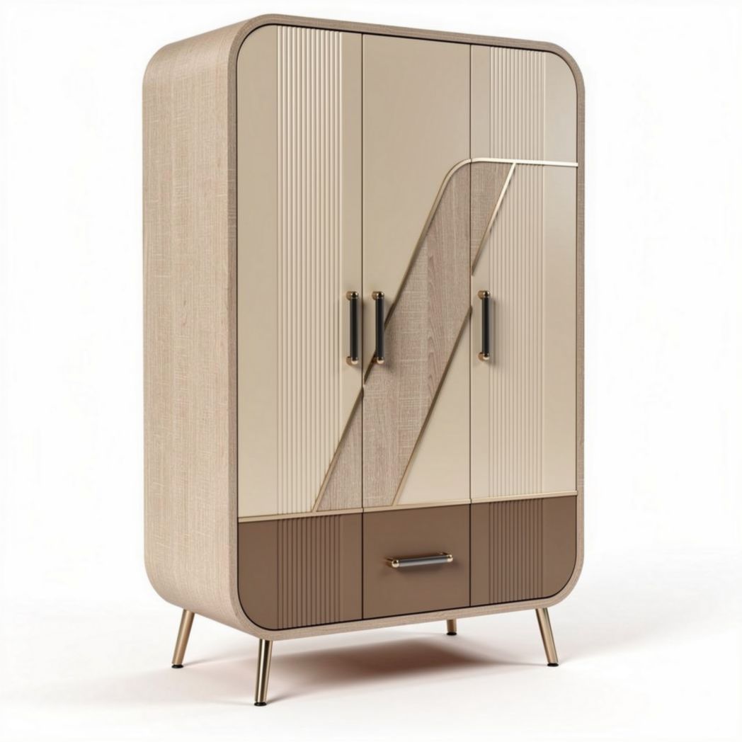 Modern two-tone wardrobe with glass doors and minimalist design 120 x 60 x 180cm