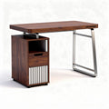 Wood desk with storage cabinet and stainless steel legs 120 x 60 x 75cm