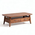 Mid-century modern wooden coffee table with two drawers 120 x 60 x 40cm