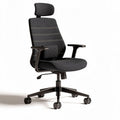 Office chair with adjustable headrest and armrests in gray fabric 45 x 60 x 95cm