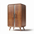 Wooden storage cabinet with double doors and metal accents 80 x 45 x 120cm