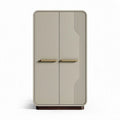 two-door storage cabinet with gold handles in light gray 80 x 40 x 160cm