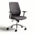 Ergonomic office chair with adjustable height and black fabric upholstery