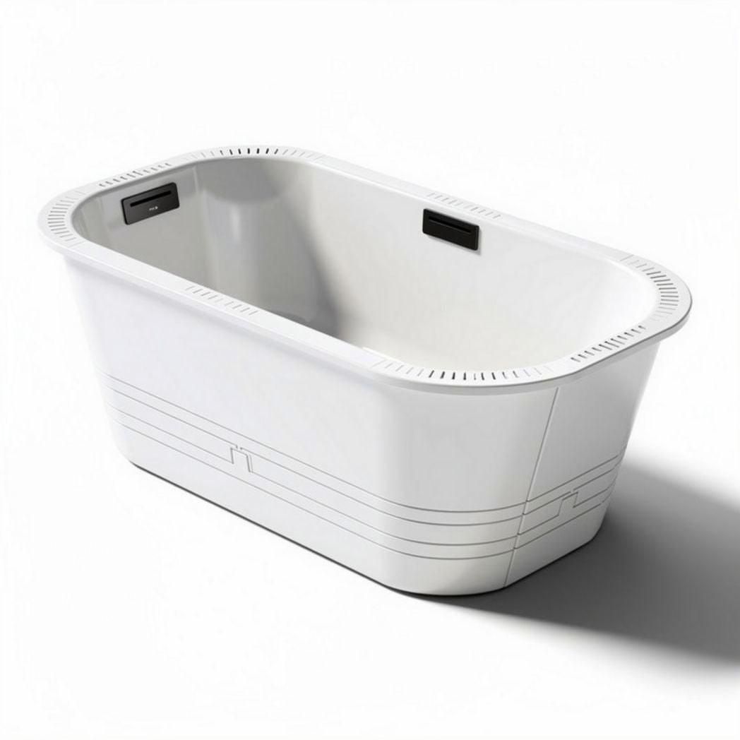 Freestanding rectangular bathtub with overflow drain and modern design 120 x 60 x 45cm