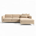Modern L-shaped sectional sofa in beige fabric with chrome legs 200 x 90 x 85cm