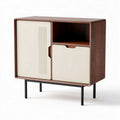 Wooden storage cabinet with metal legs and sliding doors 60 x 40 x 75cm